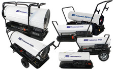 L.B. White Tradesman K portable kerosene heater family, showing six models