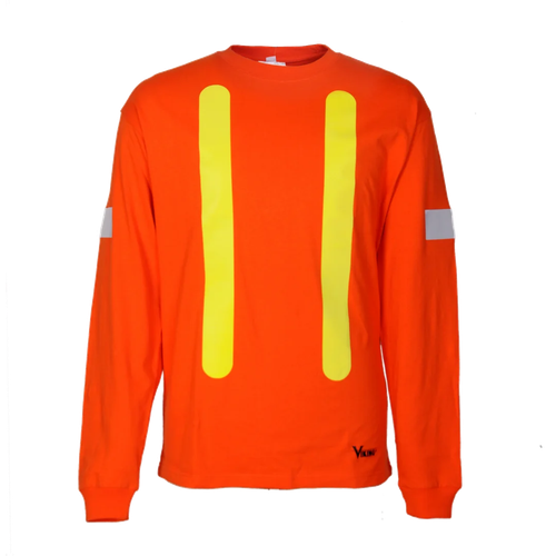 Viking 6017O Hi-Vis Safety Cotton Long Sleeve Shirt with Reflective Tape, orange, back view