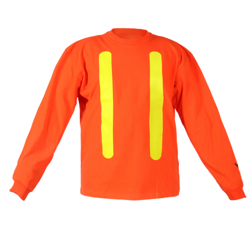 Viking Safety Cotton Long Sleeve Shirt, orange, back view