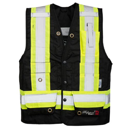 Viking Professional Journeyman 300D Trilobal Rip-stop FR Surveyor Vest, black, front view