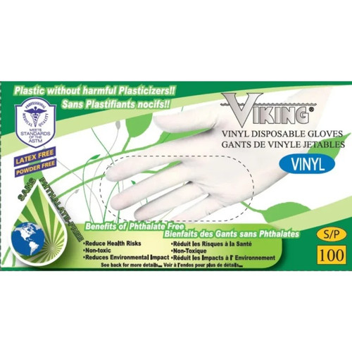 Viking White Phthalate-Free Vinyl Disposable Gloves