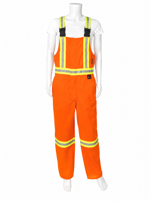 Viking Firewall 9 oz CSA Striped FR Bib Overalls, model 41679, Orange, CSA Z96-22 Class 2, Level FR