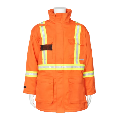 Viking Firewall Insulated FR Parka with 2-inch Stripes, model 55679, Orange, CSA Z96-22 Class 2, Level FR