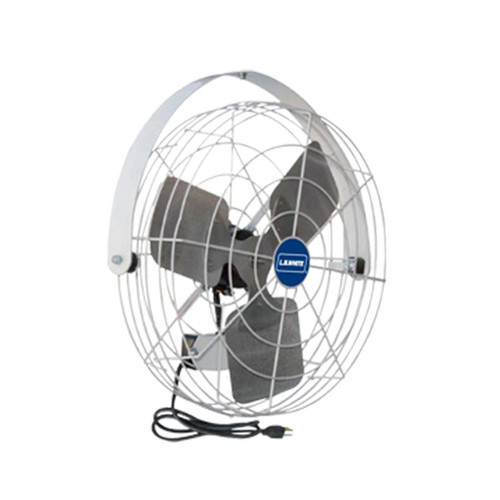 L.B. White white stir fan — representative manufacturer photo; size and electrical configuration may differ