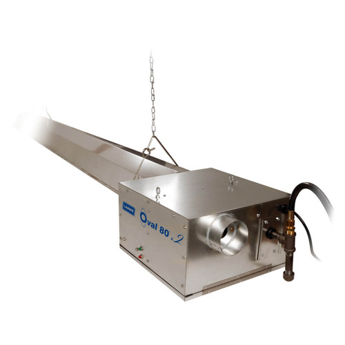 L.B. White Oval 80 v.2 radiant tube heater; manufacturer product image shared by LP and NG versions