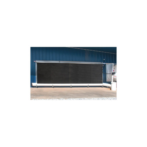 Reeves end-feed evaporative cooling system installed on an agricultural building; representative configured installation