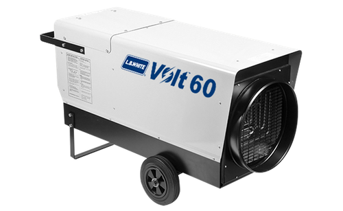 L.B. White Volt 60 electric forced-air heater with wheeled frame and front fan grille