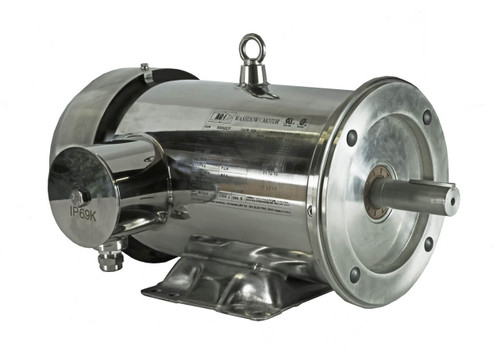 Representative AG-I stainless steel motor photo for SS34CF; pictured SS52CF, view 1. Pictured ratings apply to SS52CF.