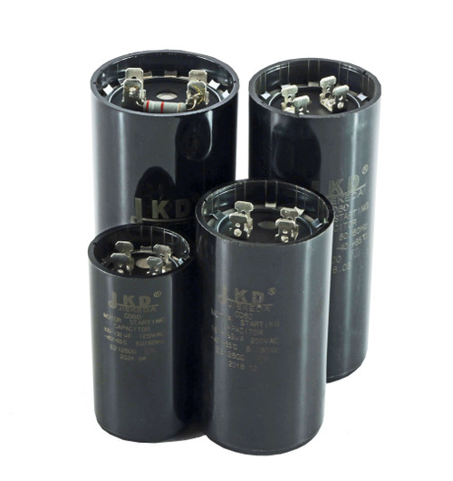 Representative AG-I start capacitor group for SC-460-552-1.8-125. Capacitance, voltage, dimensions and case material vary by part.