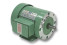 A green AGI 1/2 HP 3-phase electric motor featuring a 56C frame with a C-face flange, mounting feet, and a side junction box displaying wiring instructions.