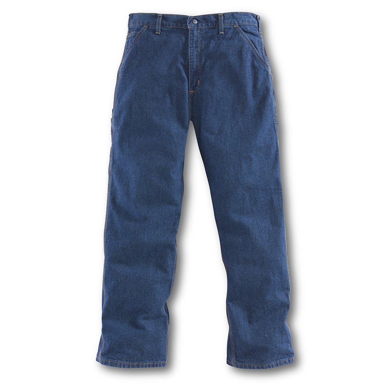 CARHARTT Dungaree Work Pants: Men's, Work Pants, ( 36 in x 30 in ), Blue,  Cotton, Buttons, Zipper