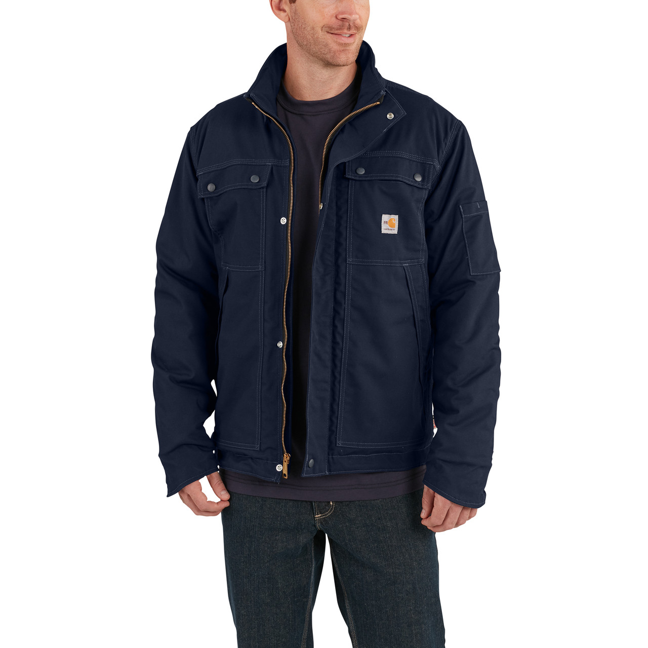 Carhartt ネイビー ジャンパー Carhartt Men'S 3 XLT Dark Navy Cotton Quilted Flannel Lined Duck