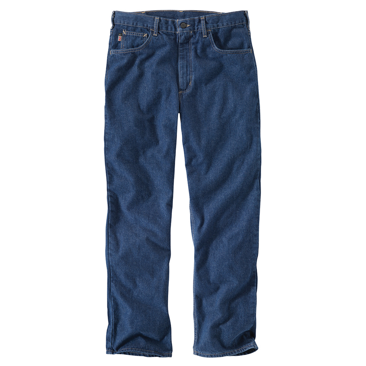 CARHARTT Dungaree Work Pants: Men's, Work Pants, ( 36 in x 30 in ), Blue,  Cotton, Buttons, Zipper