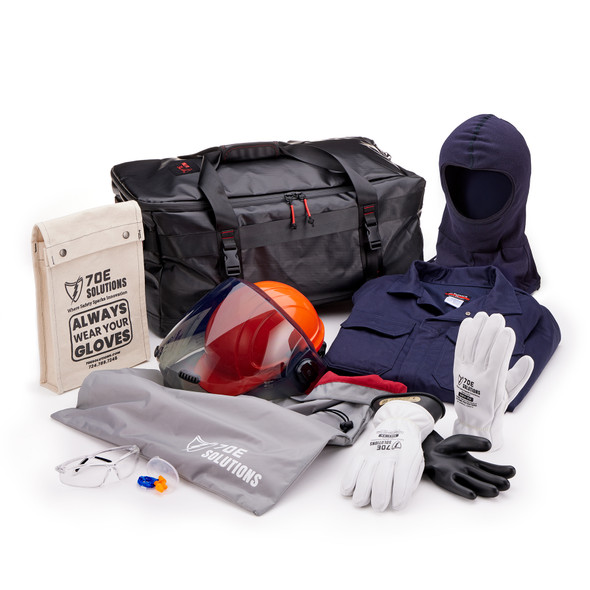70E Solutions 10 Cal/cm² Coverall Kit with Face Shield and Gloves