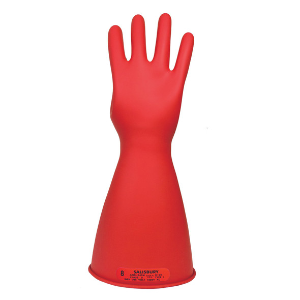 Class 0, 14" Length 1,000V AC Rubber Gloves (Red)
