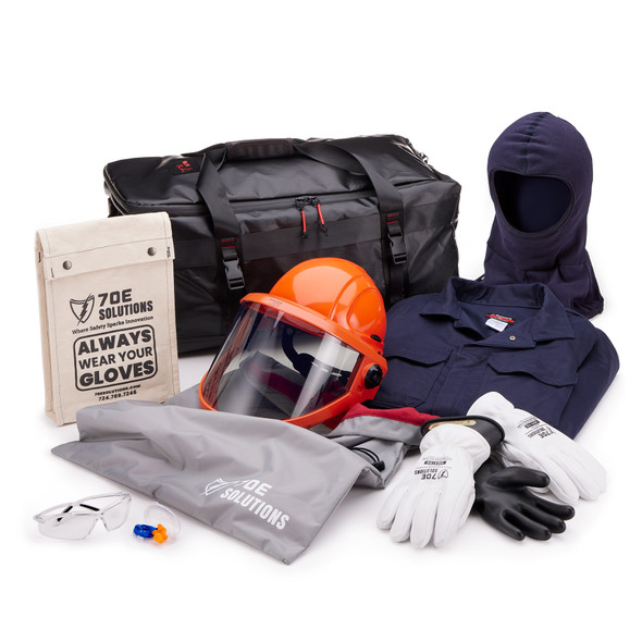 70E Solutions 12 Cal/cm² Coverall Kit with Face Shield and Gloves