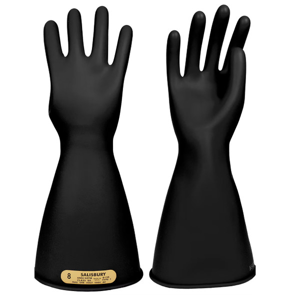 Class 00, 14" Length 500V AC Rubber Gloves (Black)