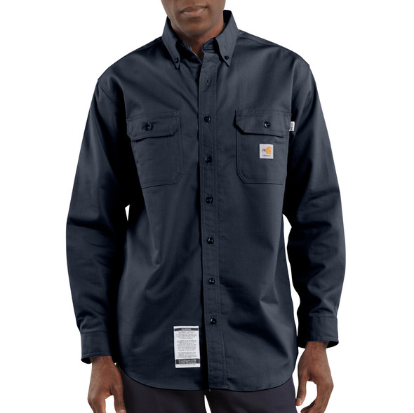 8.6 Cal/cm² Men's Flame Resistant Classic Twill Shirt (Dark Navy)