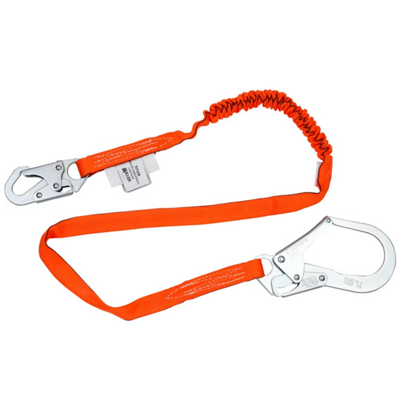 6' tubular web shock absorbing lanyard with 2-1/4'' locking rebar hook