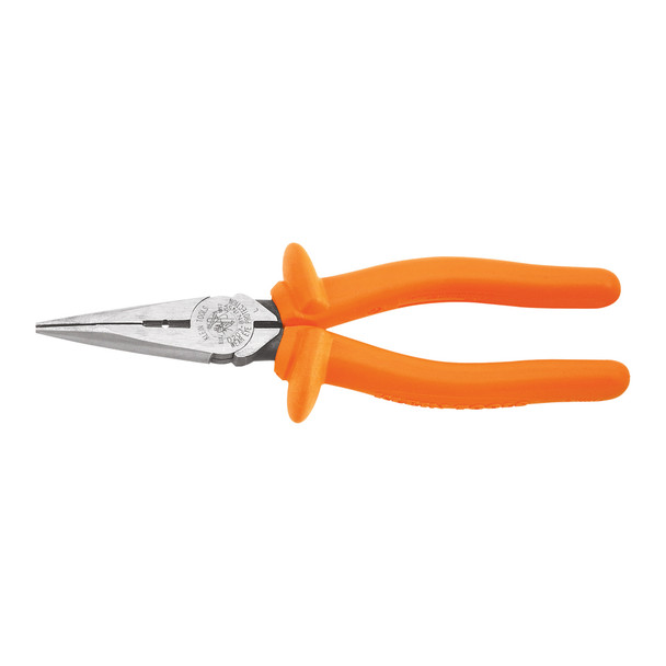 Klein Long-Nose Pliers 8" Side-Cutting+Skinning, Heavy-Duty  - 1,000 V