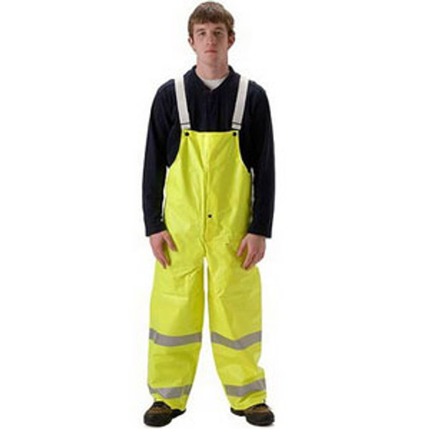 Nasco Omega 5000 Series  Fluorescent yellow bib style trouser with snap fly front ## 5001TFY ##