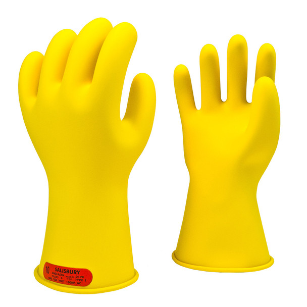 Class 0, 11" Length, 1,000V AC Natural Rubber Gloves (Yellow)
