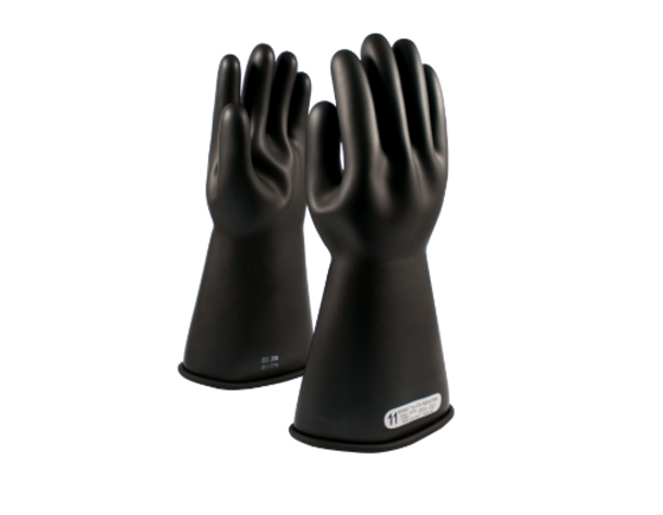 Class 1 Glove, 14" Length 7,500V AC PIP E114B Black Novax Rubber Gloves