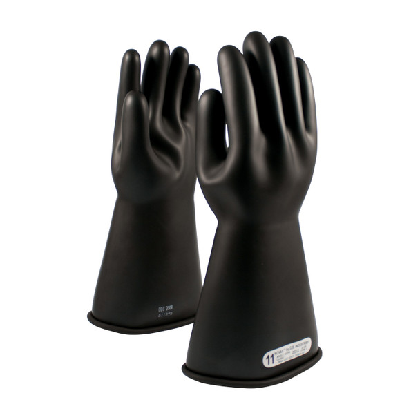 Class 1, 14" Length, 7,500V AC Rubber Gloves (Black) 
