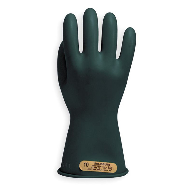 Class 00, 11" Length, 500V AC Natural Rubber Gloves (Black)