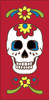 3x6 Tile Red Day of the Dead Sugar Skull Left End