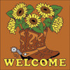 6x6 Tile Welcome Boots with Sunflowers Terracotta 7635R