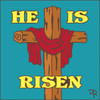 6x6 Tile He is Risen Cross