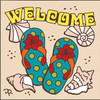 6x6 Tile Welcome Flip Flops 8069A