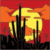 6x6 Tile Saguaros Sunset Silhouette 8049A