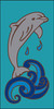 3x6 Tile Dolphin on Wave Turquoise