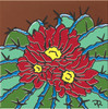 6X6 Tile Barrel Cactus Blooms "Naturals"