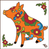 6x6 Tile Talavera Pig White