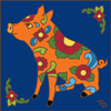 6x6 Tile Talavera Pig Cobalt