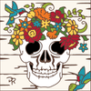 6x6 Tile Day of the Dead Farmhouse Floral Skull