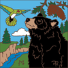 6x6 Tile Bear and Hummingbird Greeting