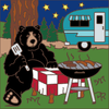 6x6 Tile Campsite BBQ Bear