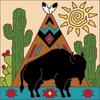 6x6 Tile Desert Buffalo with Tee Pee