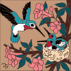 6x6 Tile Treetop Hummingbird with Babies