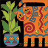 6x6 Tile Deco Cat with Potted Plant