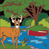 6x6 Tile Deer at Shaded Stream