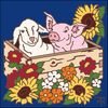 6x6 Tile Baby Goat and Pig with Flowers