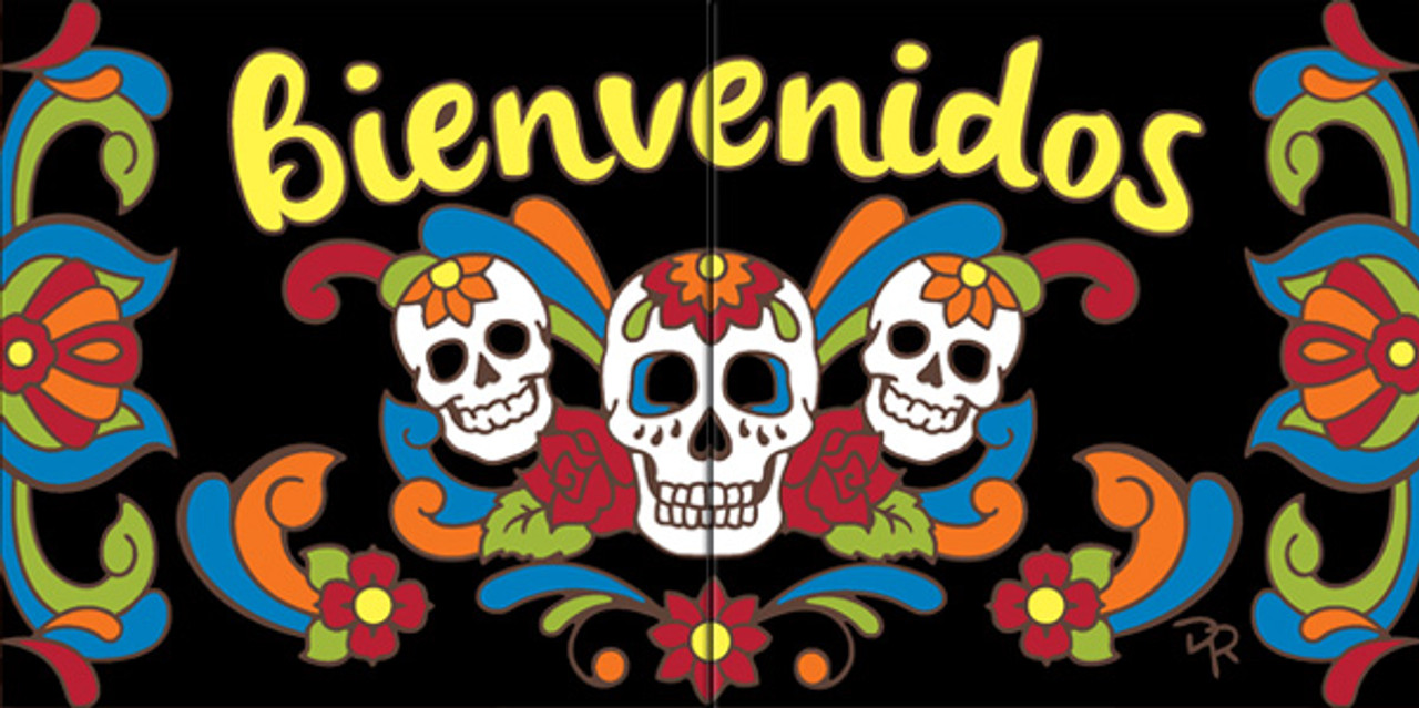 6x12 Tile Sign Day of the Dead Bienvenidos