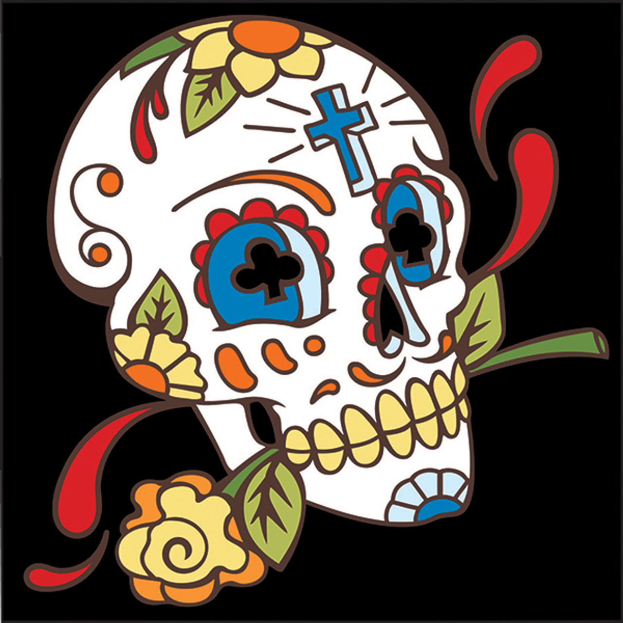 day of the dead skull and roses drawings