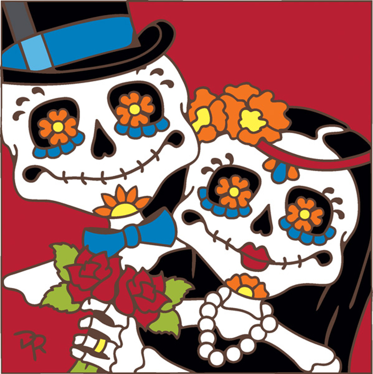 6x6 Tile Day Of The Dead Lil Bride And Groom Decorative Art Tile