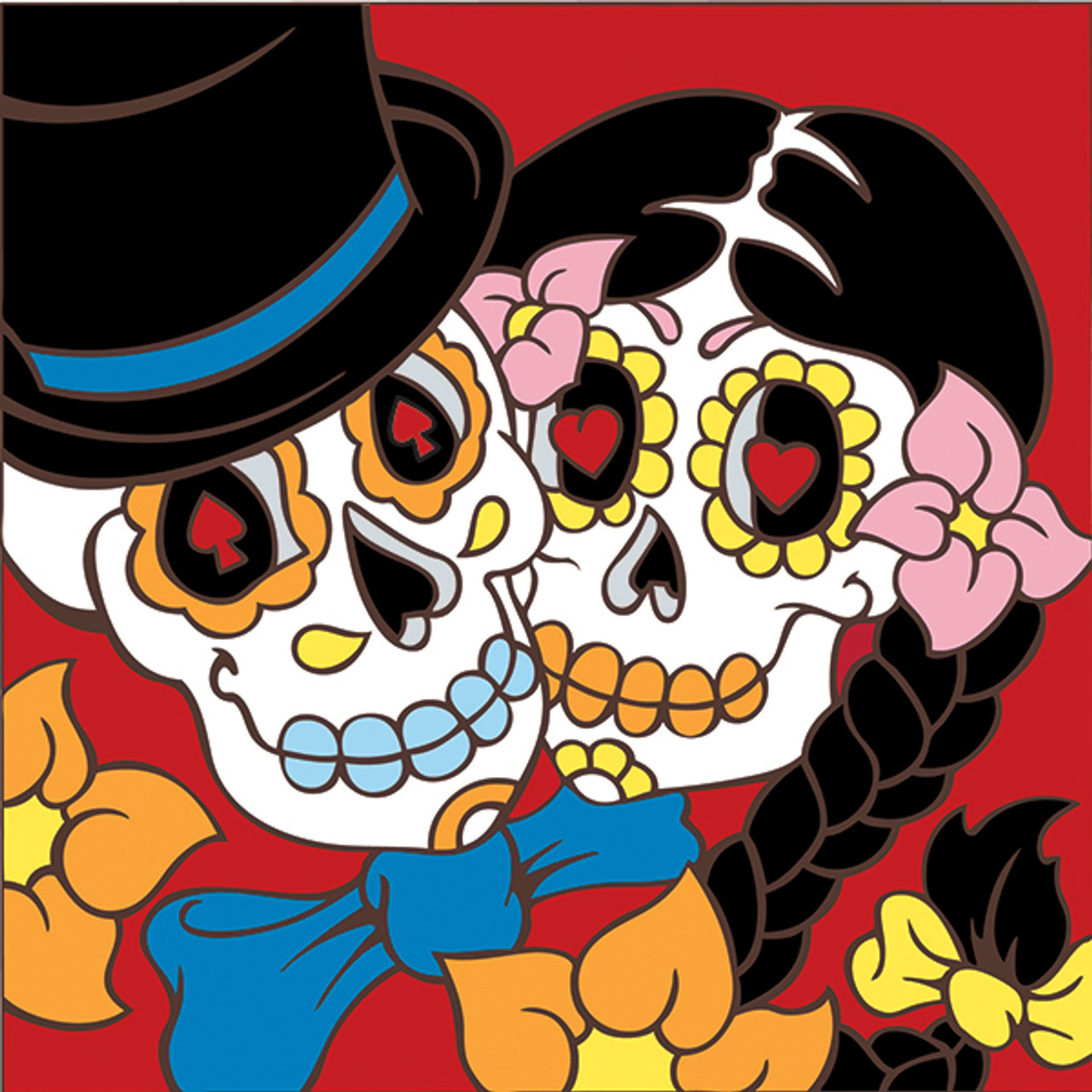 6x6 Tile Day Of The Dead Bride And Groom Decorative Art Tile